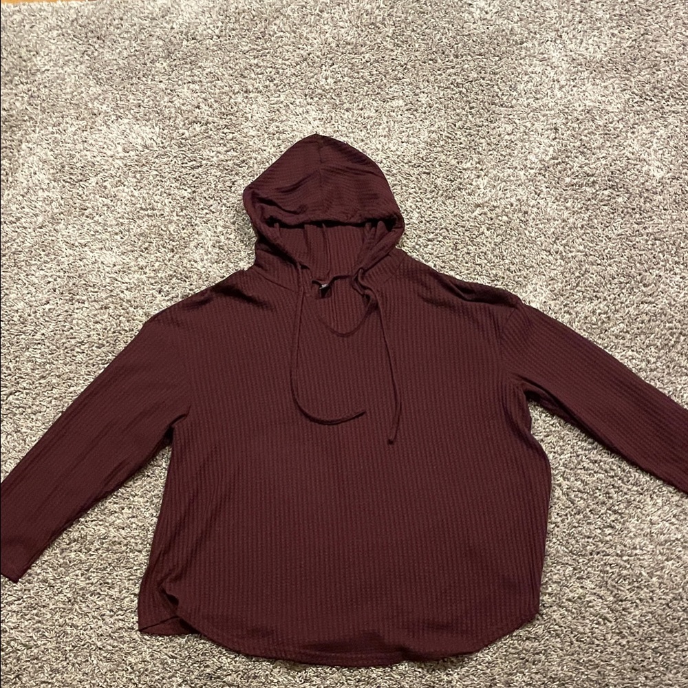 SHEIN Deep Red Knit Waffle Shirt